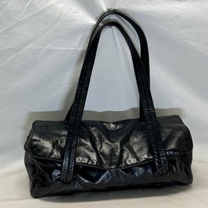 Sigrid Olsen Black Soft Leather Handbag Organizer Pockets Magnetic Closure